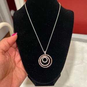 Elegant Silver and Rose Gold Tone Circle Pendant Necklace